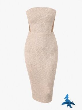 1090 NWT - NOOKIE Lumiere Sequin Midi Dress - S - Nude Blush